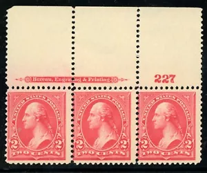 USA 1895 Washington 2¢ Carmine Scott # 267 Inscription Plate Number MNH J40 - Picture 1 of 6