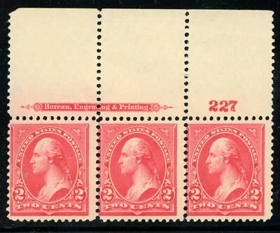 USA 1895 Washington 2¢ Carmine Scott # 267 Inscription Plate Number MNH J40 - Image 1 of 4
