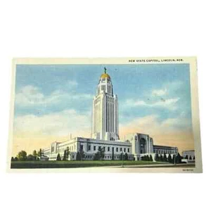 Postal Nueva Tarjeta de Lino Capitolio del Estado Lincoln Nebraska B822 - Imagen 1 de 2