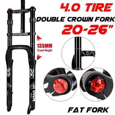 MTB Snow Bicycle Supension Air Double Shoulder Front Fork 20/26Inch 160mm Travel - Image 1 of 4