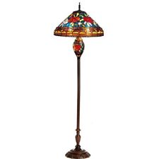 New Flower Floor Double Light Lamp Glass Tiffany Stained Style Rose Home Decor