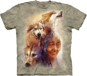 Medicine Woman Wolves Native American Indian Wolf Green The Mountain T-Shirt S - Picture 1 of 3