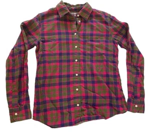 Uniqlo Women Pink Plaid Flannel Style Long Sleeve Button Down Shirt - Small - Picture 1 of 6