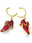 HERITGE MUSEUM REPLICAS STUD EARRINGS HAND ENAMELED RED BOW SHOES #2991
