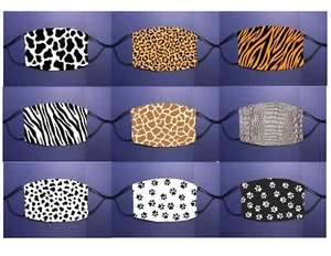 Animal Print/ Paw Print Face Mask/ Covering Adult and Youth Size Pick Design - Picture 1 of 10