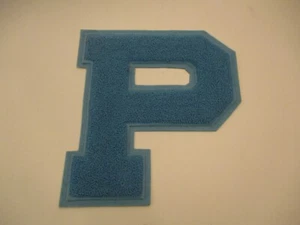 Vintage High School Letter Patch P Blue Fabric Unused 8.5" - Picture 1 of 3