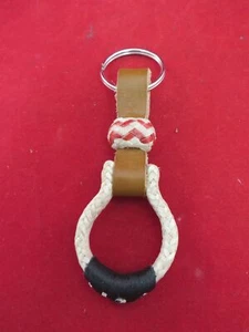 HAND BRAIDED RAWHIDE WESTERN STIRRUP KEY RING - Picture 1 of 2