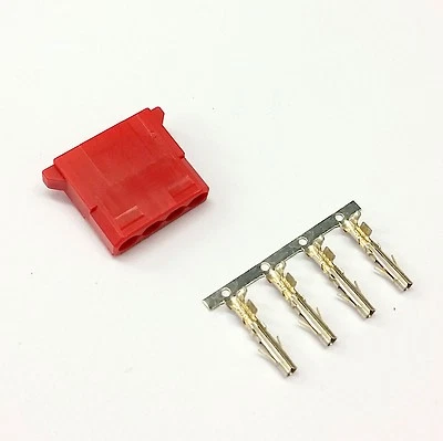 PK OF 5 FEMALE 4 PIN MOLEX PC PSU POWER SUPPLY CONNECTOR - DARK RED INC PINS - Image 1 of 4