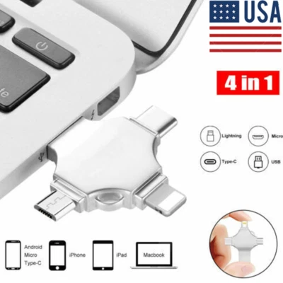 4-IN-1 USB3.0 Flash Drive 2TB Memory Stick For iPhone iPad Samsung Type-C Micro - Image 1 of 4