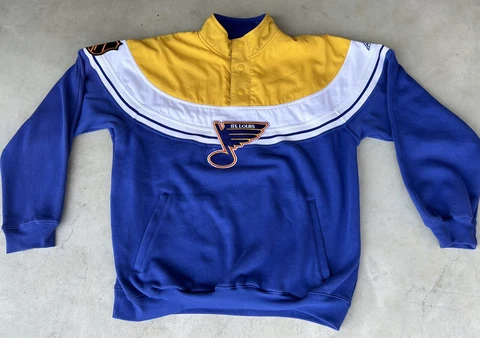 Vintage St. Louis Blues Apex One Pullover Sweatshirt 1/4 Button NHL Size Medium Cover