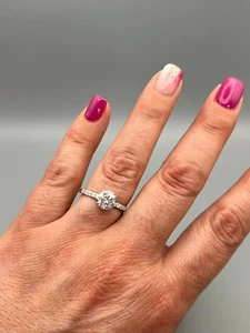 Anello donna argento 925 Rodiato solitario zirconi brillante misura IT 16 - US 8 - Foto 1 di 24