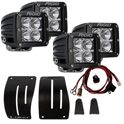 RIGID Cowl Mount Kit & 4 Rigid LED Lights for 18-25 Jeep Wrangler JL Gladiator - Image 1 of 4