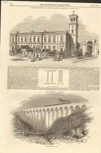 #01-0236 2/3/1844 ANTIQUE PRINT (TRAINS) - GREAT JOINT STATION - DOVER RAILWAY - Picture 1 of 1