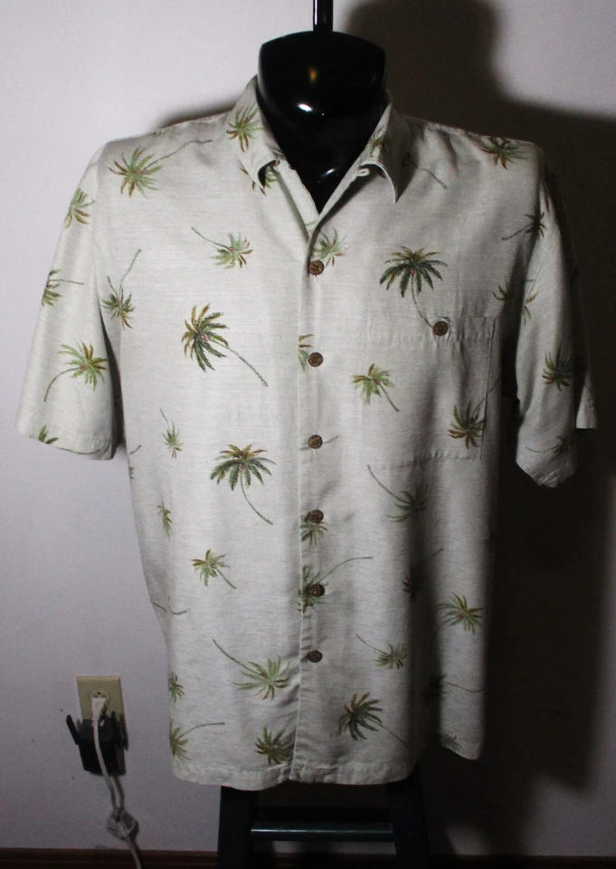 Camisa manga corta seda verde claro SILK LUAU talla L Foto 1 de 4