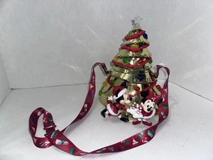 Disney Parks Mickey and Minnie Gold Lighted Christmas Tree Popcorn Bucket - Picture 1 of 7