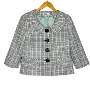 Blazer LeSuit Ruffle Tweed Cropped Maniche 3/4 Ufficio Sala riunioni Professionale - Foto 1 di 14
