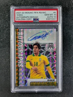 2021-22 Panini Mosaic Road To World Cup KAKA Auto Prizm SP Brazil #A-K PSA 10 - Image 1 of 3