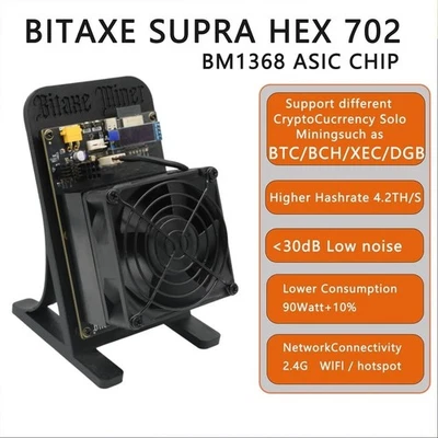 Bitaxe Supra Hex 702 BTC ASIC Miner 4.2TH/s Bitcoin Solo Mining Home Lotto Miner - Image 1 of 4