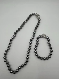 Pulsera y collar de perlas sintéticas de cristal de cristal Nolan Miller Perlas de sabiduría de colección - Imagen 1 de 12