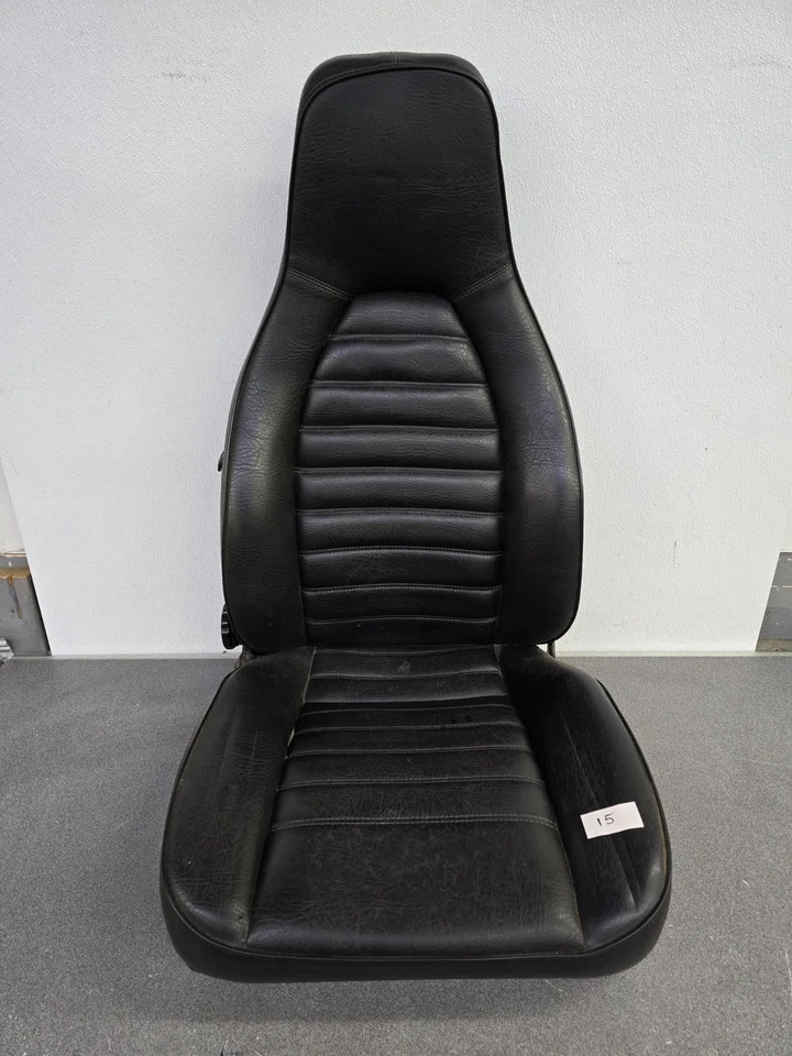 NICE USED ORIGINAL RECARO PORSCHE 911 912E BLACK VINYL PASSENGER BUCKET SEAT #15 — 第 1/4 张图片