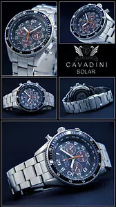 Watch Chronograph Cavadini Solar Eco-Friendly Stainless Steel 10Bar CV-2015 - Picture 1 of 1