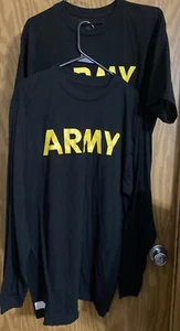 2 LARGE - Men's APFU Long Sleeve Shirt Army Black and Gold PT Fitness Shirt EUC - Picture 1 of 6