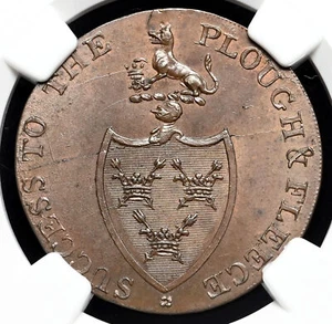 Conder Halfpenny Token, 1790's, Suffolk-Bury, D&H-27, NGC MS63 BN - Picture 1 of 4