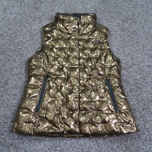 The North Face Vest Womens Small Gold Puffer Metallic Outdoor Ski Snow Hiking - Picture 1 of 10