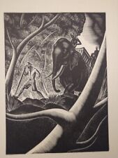 🌟 1930 Lynd Ward Original Art Deco Woodblock Print - "Elephant and Englishman"