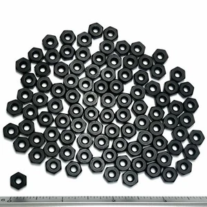 (PKG of 100) 6-32 Hex Nut, Black Oxide Steel, 5/16" Flats x 7/64" Thick - Picture 1 of 3