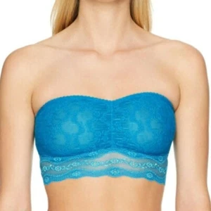 b.tempt'd by Wacoal Peacock Blue Lace Kiss Bandeau Strapless Bra Women's XS NEW - Picture 1 of 10