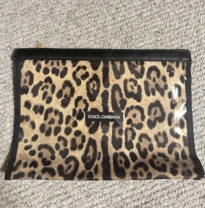 DOLCE GABBANA Leopard Black Italy Clutch Bag Pouch Wallet Bikini Plastic Dustbag - Picture 1 of 4