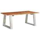Vidaxl Coffee Table 100x60x40 Cm Solid Acacia Wood And Stainless Steel Sp