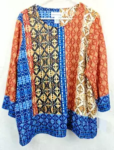 Alfred Dunner sz XL Top knit sequined multi color ls semi sheer stripe 3936 - Picture 1 of 3