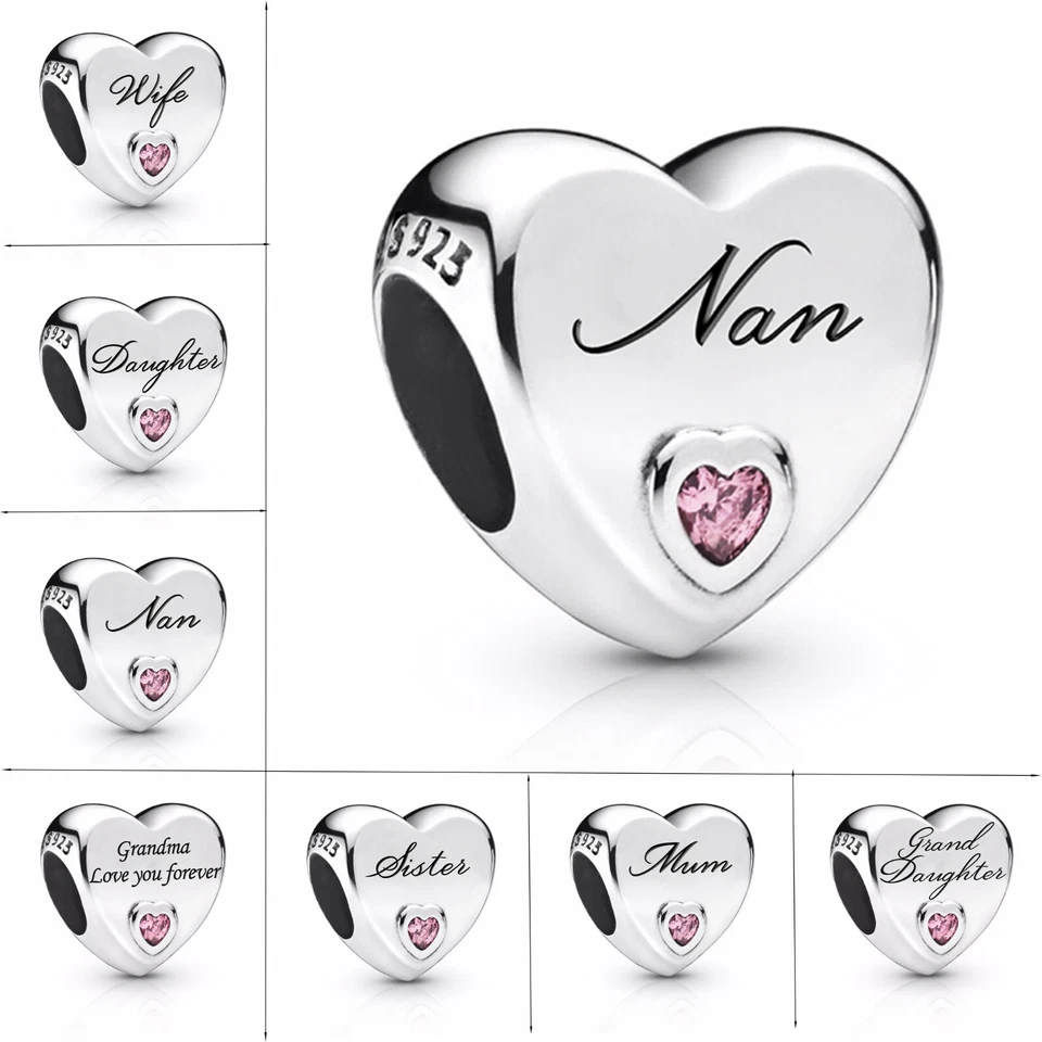 Dije de plata de ley 925 con amor corazón cuentas para pulseras - regalo de cumpleaños Foto 1 de 1