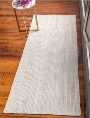 Jute Rug Natural Handmade Braided Rectangle Carpet Area Rug Rustic Look Mat Boho - image 1 of 4