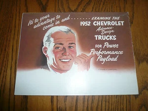 Folleto de ventas de camionetas Chevrolet 1952 - estilo desplegable - Imagen 1 de 5