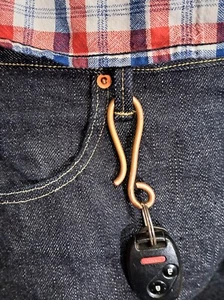 Metal Keychain Belt Clip Heavy Duty Keyring Handmade Copper Keyhook Gift Men USA - Picture 1 of 8