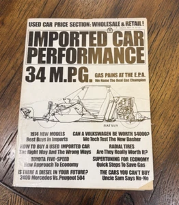 IMPORTED CAR PERFORMANCE 1974 MODELS VOLKSWAGON MAY 1974 - Imagen 1 de 4