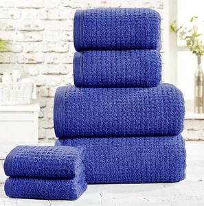 Honeycomb Hand Towel 100% Cotton Luxury Soft Designer Waffle Towel Navy Blue New - Picture 1 of 1