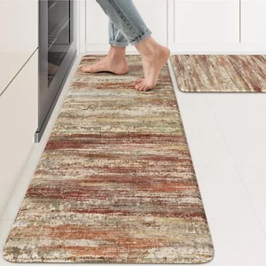 Anti Fatigue Kitchen Mats Farmhouse Kitchen Rugs Sets of 2 Non Slip Kitchen M... - Picture 1 of 9