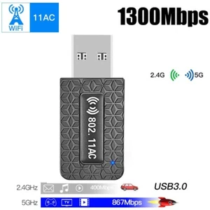 1300Mbps USB3.0 Wireless WiFi Adapter Dongle Dual Band 5G/2.4G Desktop Laptop PC - Picture 1 of 8