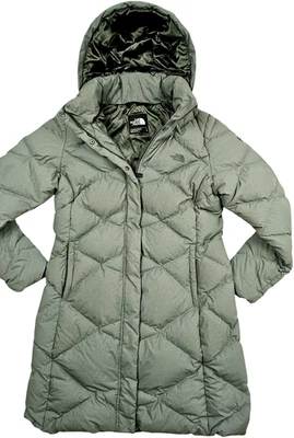 HOT Women's THE NORTH FACE @ 550 GOOSE DOWN HOODED QUILT PUFFER LONG GRAY Coat L - Image 1 of 4