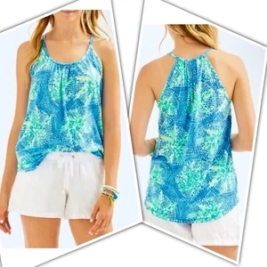Camiseta sin mangas Lilly Pulitzer de encaje Tropic Like It’s azul caliente verde para mujer. Talla S - Imagen 1 de 12