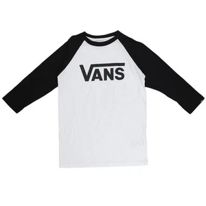 VANS White/Black Logo T-Shirt Boys UK Size L Casual 3/4 Sleeve - Picture 1 of 4