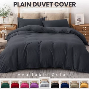 Luxury Duvet Quilt Cover With Pillowcase Microfiber Reversible Plain Bedding Set - Picture 1 of 125