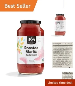 Flavorful Organic Roasted Garlic Pasta Sauce, 25 oz - No Sugar Added Goodness - Picture 1 of 6