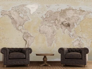 Wall Mural photo wallpaper Brown World Map 315x232cm Customer RETURN - Picture 1 of 13