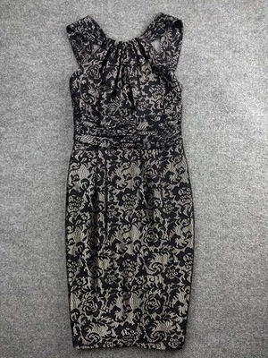 Vestido David Meister Mujer 2 Encaje Funda Acanalada Sin Mangas Formal Elegante Cócta Foto 1 de 4