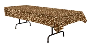 GIRAFFE PRINT ZOO TABLECLOTH PICNIC BIRTHDAY PARTY PLASTIC TABLE COVER 54" x108" - Picture 1 of 1